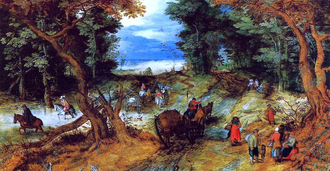  The Elder Jan Bruegel Forest Landscape with Travellers - Canvas Print