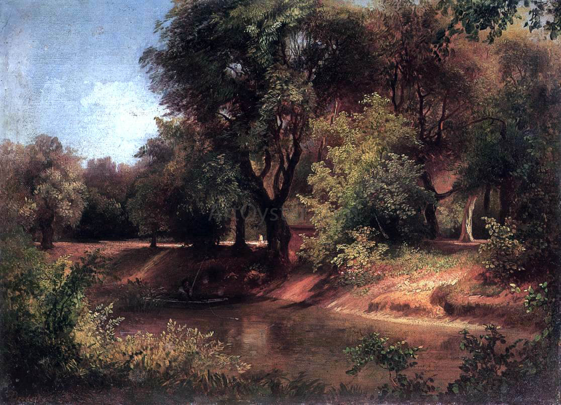  Sandor Brodszky Forest Scene with River - Canvas Print