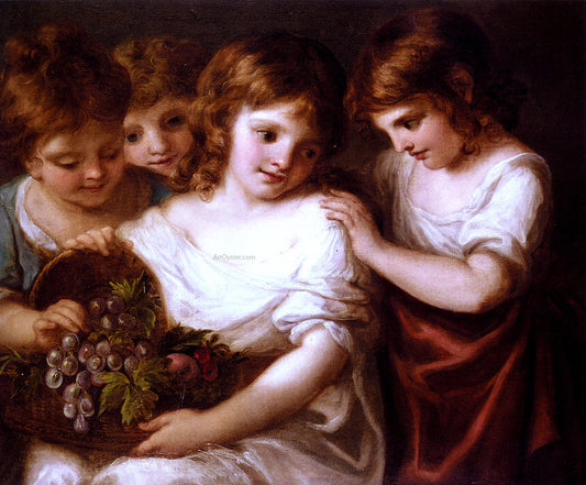 Angelica Kauffmann Four Children With A Basket Of Fruit - Canvas Print