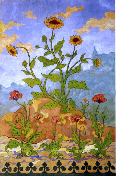  Paul Ranson Four Decorative Panels: Sunflowers and Poppies - Canvas Print