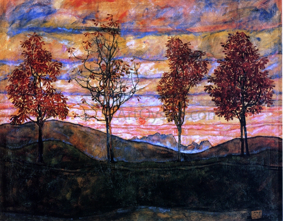  Egon Schiele Four Trees - Canvas Print