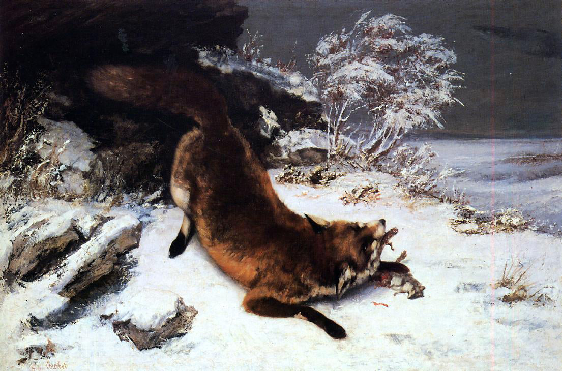  Gustave Courbet Fox in the Snow - Canvas Print