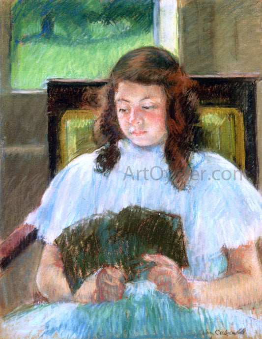  Mary Cassatt Francoise in a Square-Backed Chair, Reading (also known as Young Girl Reading; Young Girl in a Blue Dress) - Canvas Print