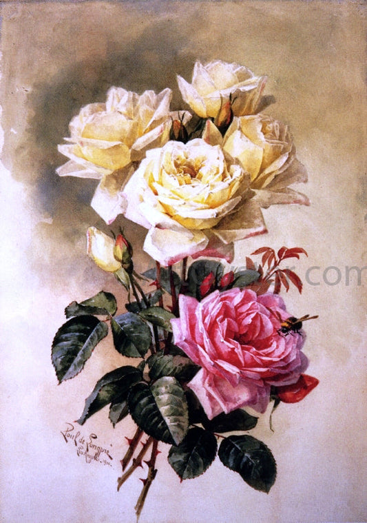  Raoul Paul Maucherat De Longpre French Bridal Roses - Canvas Print