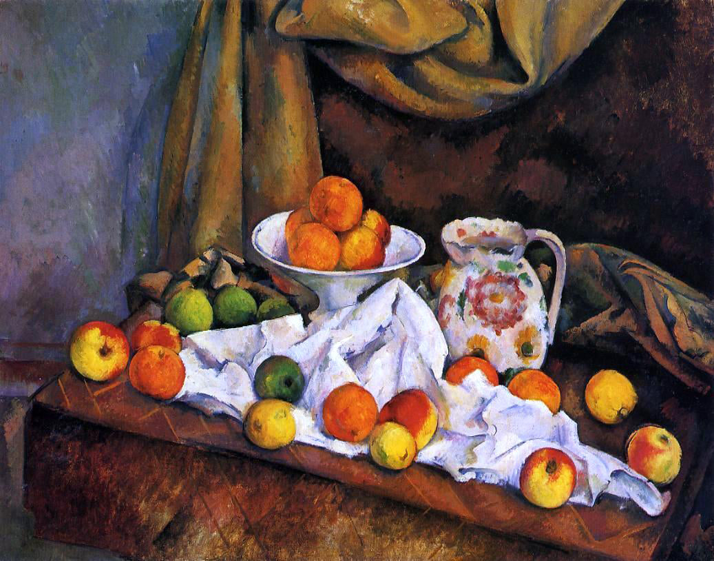  Paul Cezanne Fruit Bowl, Pitcher and Fruit - Canvas Print