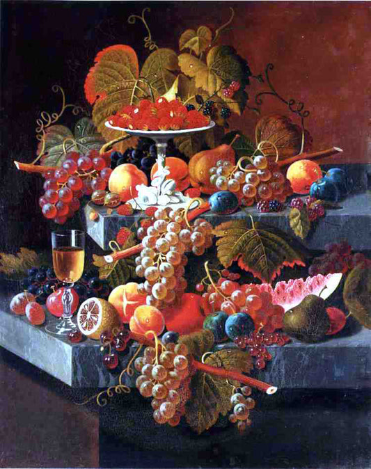  Severin Roesen Fruit Composition with Tazza of Strawberries - Canvas Print