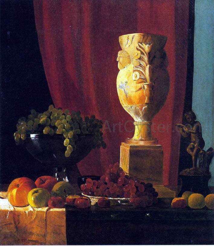  John Frederick Peto Fruit, Vase and Statuette - Canvas Print