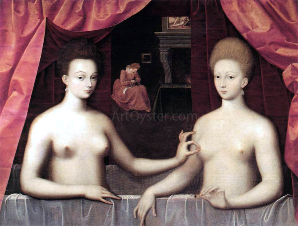  Masters of the Fontainebleau School Gabrielle d'Estrees and one of her Sisters - Canvas Print