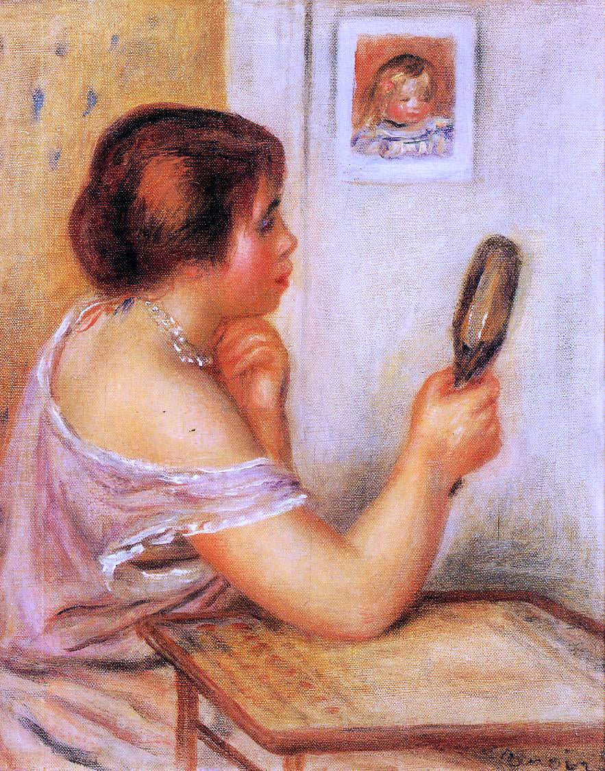  Pierre Auguste Renoir Gabrielle Holding a Mirror with a Portrait of Coco - Canvas Print