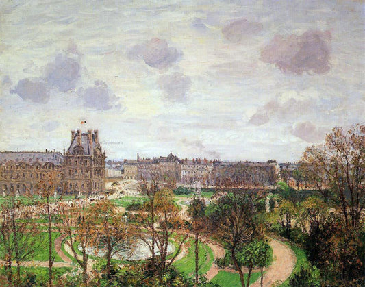  Camille Pissarro Garden of the Louvre: Morning, Grey Weather - Canvas Print