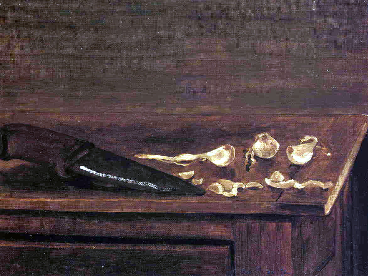  Gustave Caillebotte Garlic Cloves and Knife on the Corner of a Table - Canvas Print