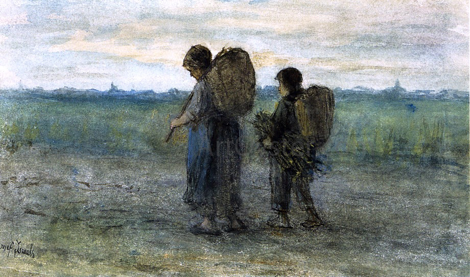  Jozef Israels Gathering Faggots - Canvas Print