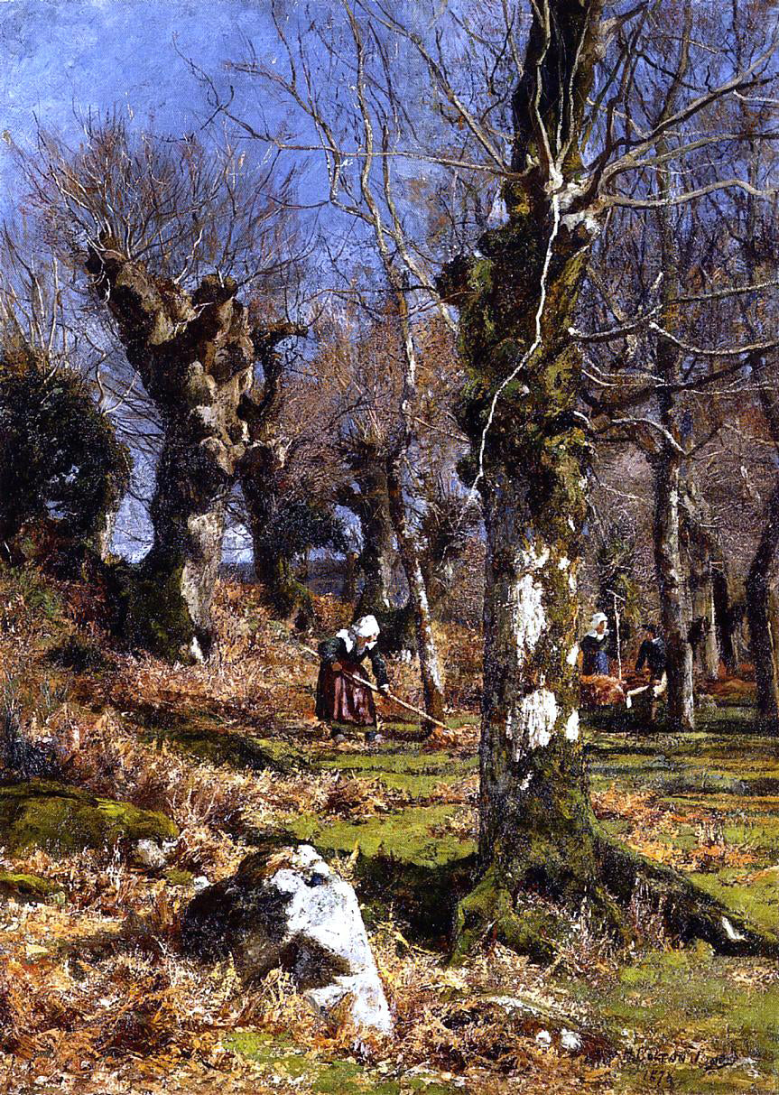  Hugh Bolton Jones Gathering Leaves - Canvas Print