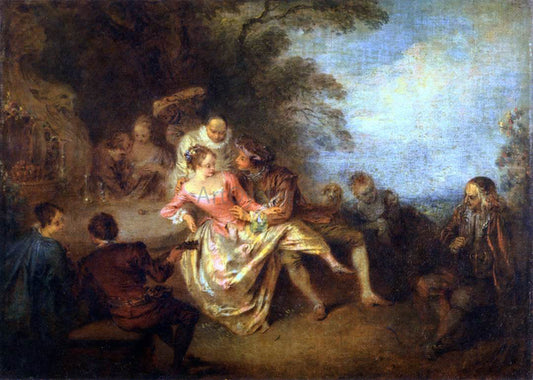  Jean Joseph Pater Gathering of Actors of the Comedie-Italienne in a Park - Canvas Print