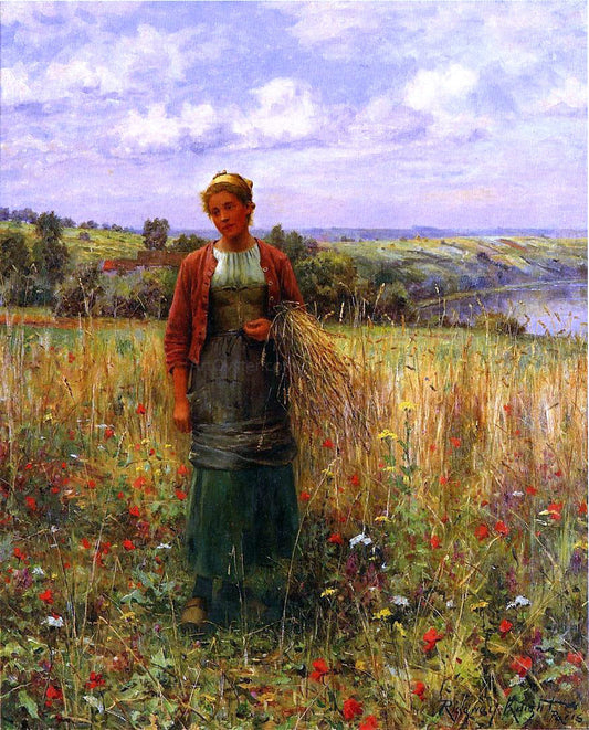  Daniel Ridgway Knight Gathering Wheat - Canvas Print