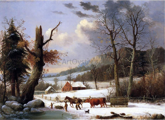  George Henry Durrie Gathering Wood for Winter - Canvas Print