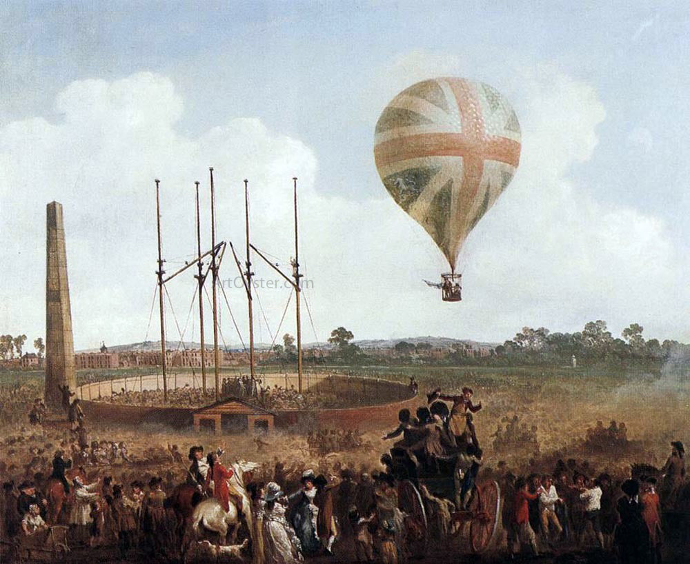  Julius Caesar Ibbetson George Biggins' Ascent in Lunardi' Balloon - Canvas Print