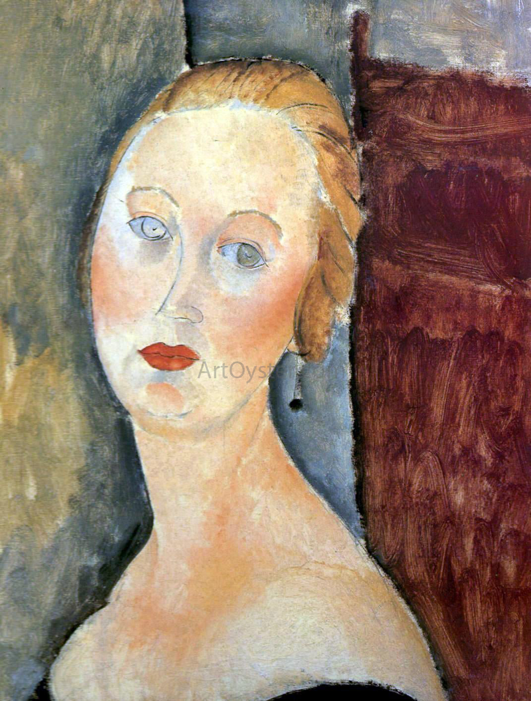  Amedeo Modigliani Germaine Survage with Earrings - Canvas Print