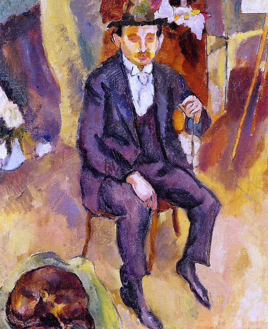  Jules Pascin German Painter with Dog in the Studio - Canvas Print