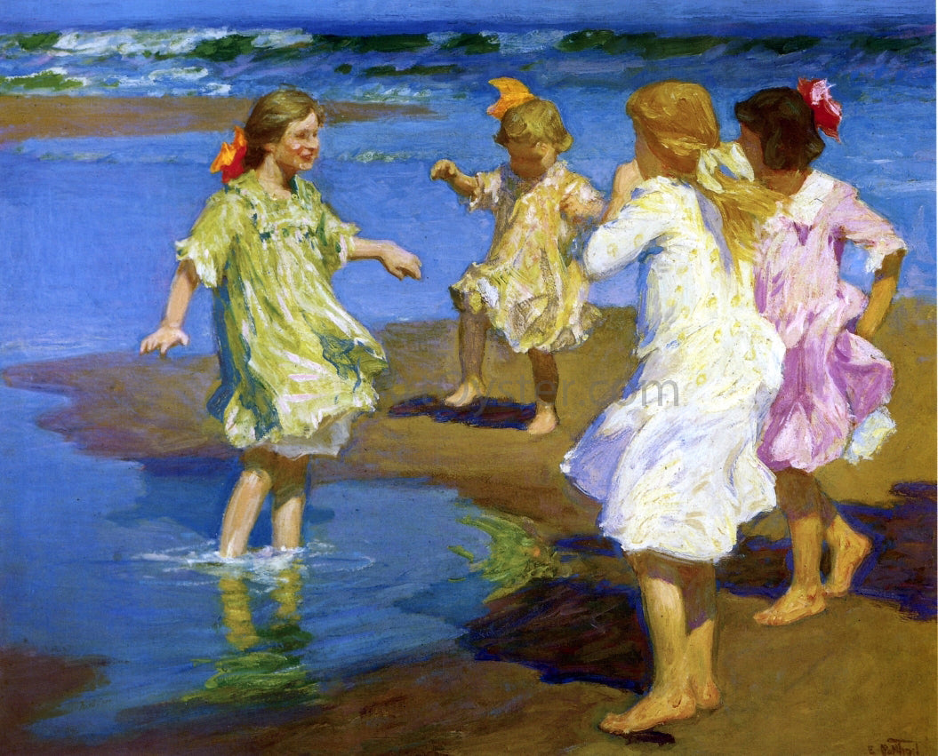  Edward Potthast Girls at the Beach - Canvas Print