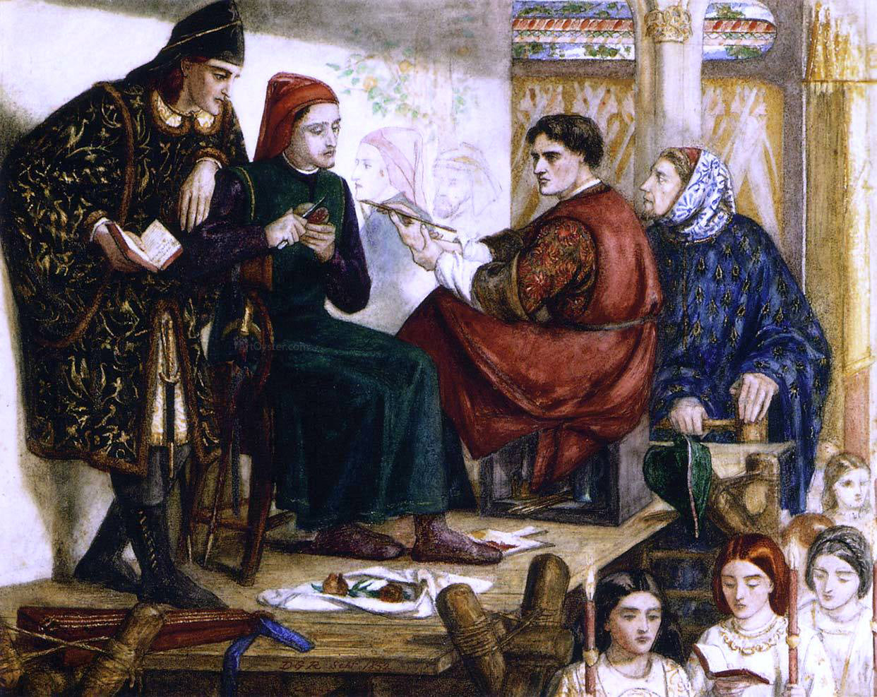 Dante Gabriel Rossetti Giotto Painting the Portrait of Dante - Canvas Print
