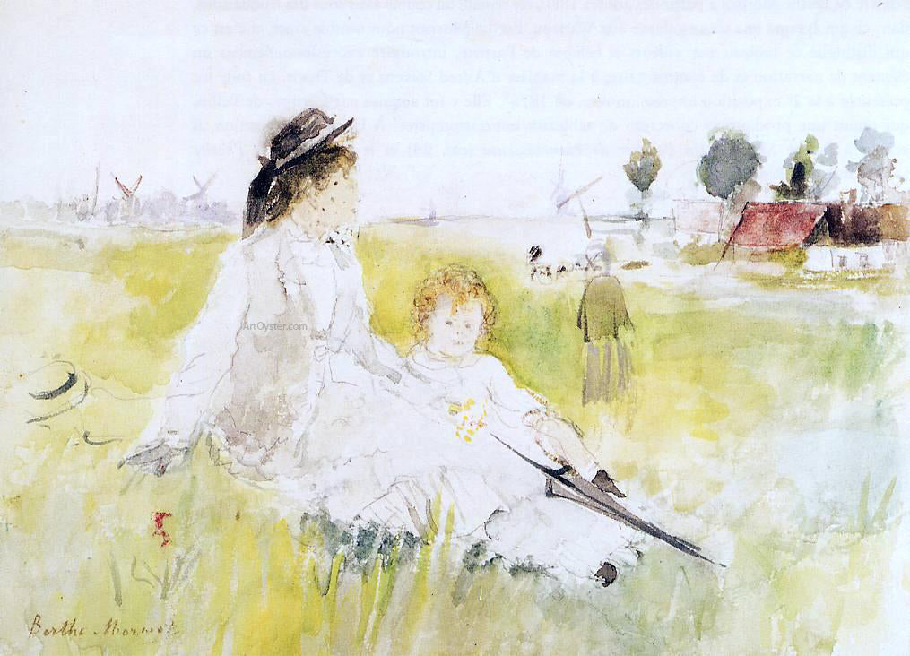  Berthe Morisot Girl and Child on the Grass - Canvas Print