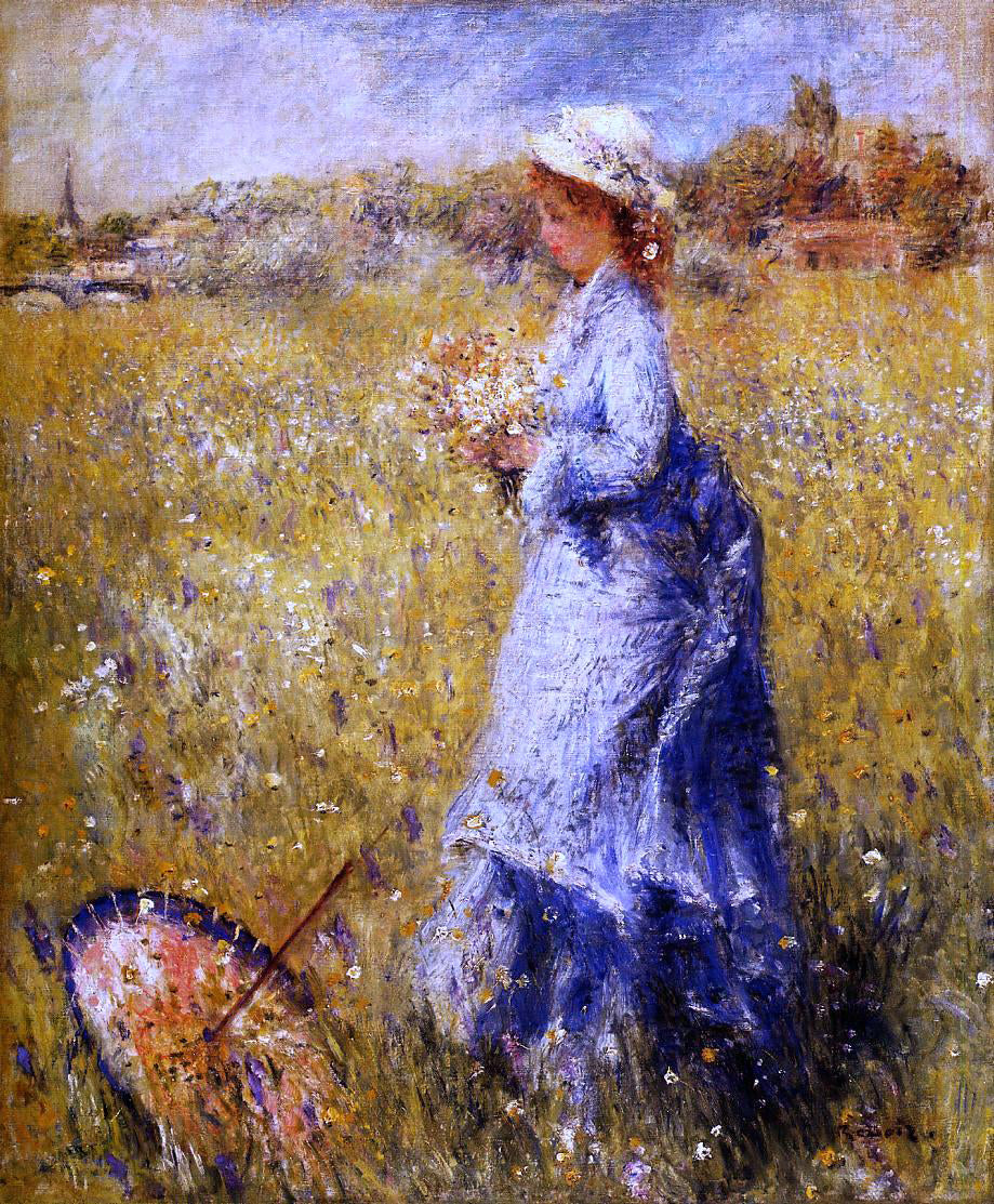  Pierre Auguste Renoir Girl Gathering Flowers - Canvas Print