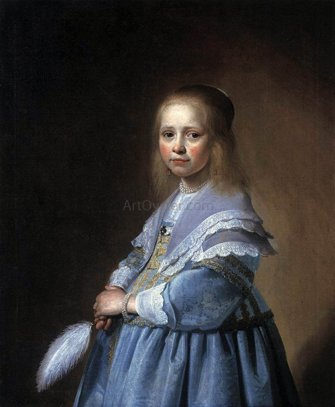 Johannes Cornelisz Verspronck Girl in a Blue Dress Canvas Print – Art MegaMart