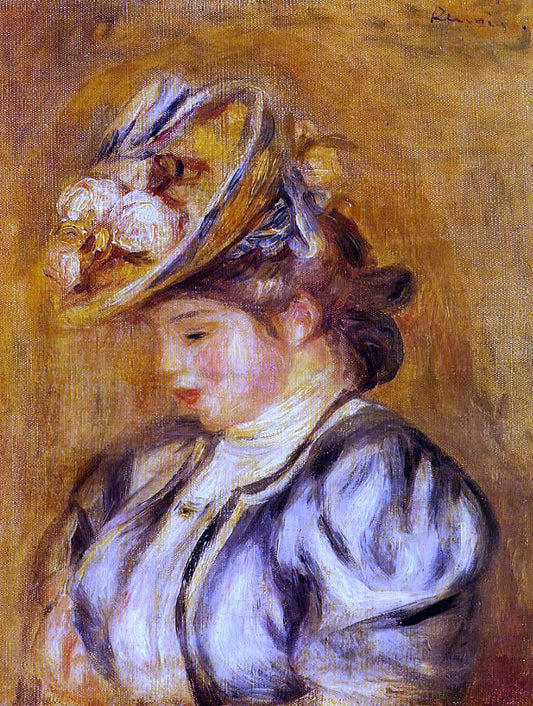  Pierre Auguste Renoir Girl in a Flowery Hat - Canvas Print