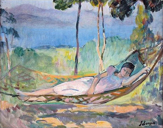  Henri Lebasque Girl in a Hammock in Cannes - Canvas Print