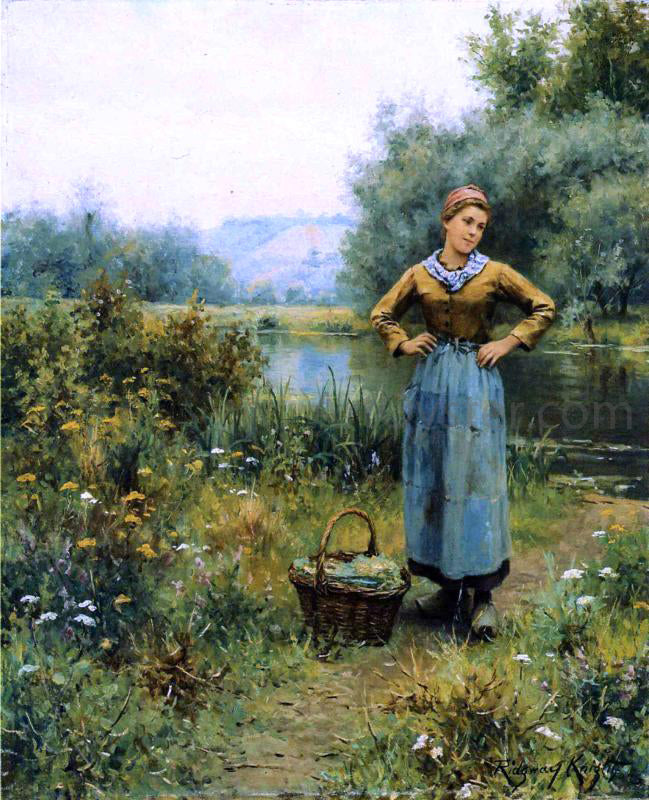  Daniel Ridgway Knight Girl in a Landscape - Canvas Print