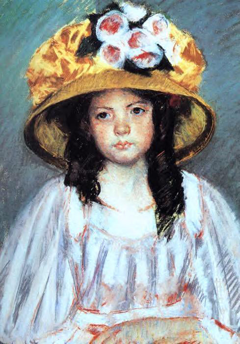  Mary Cassatt Girl in a Large Hat - Canvas Print