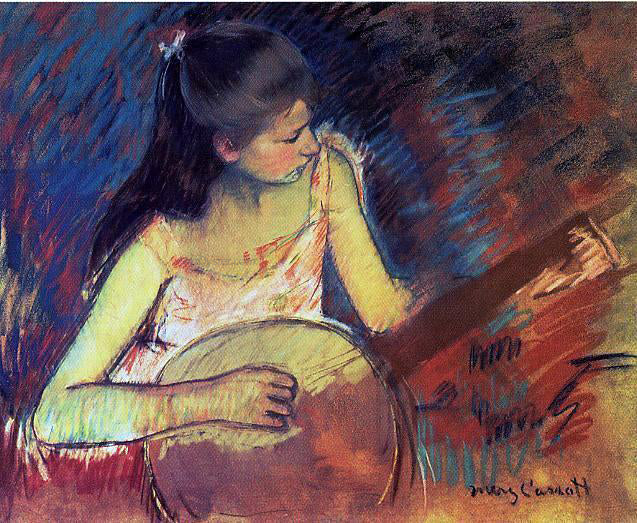  Mary Cassatt Girl with a Banjo - Canvas Print