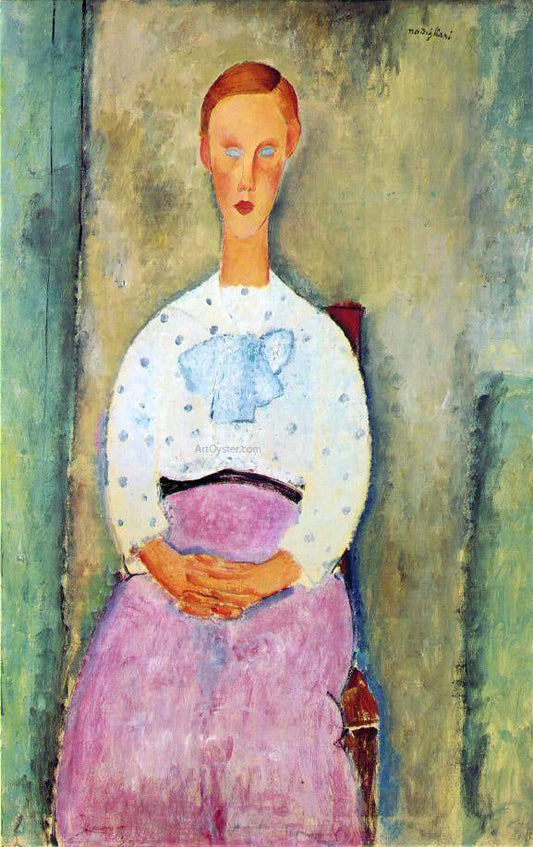  Amedeo Modigliani Girl with a Polka-Dot Blouse - Canvas Print