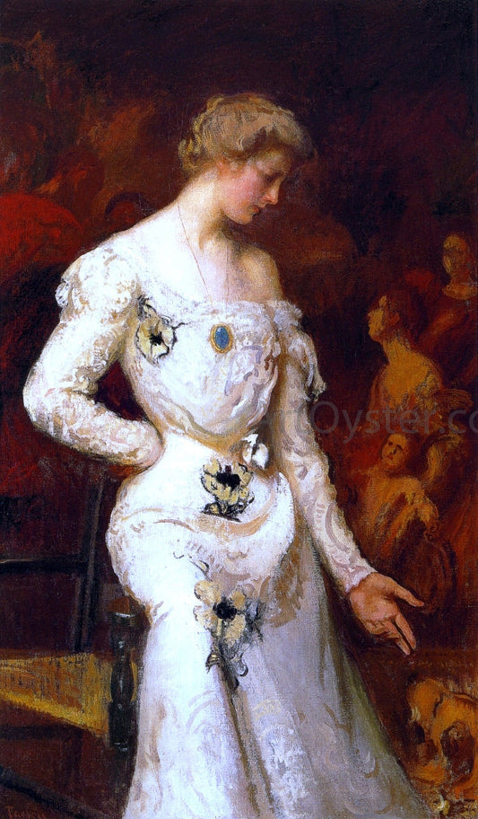  Edmund Tarbell Girl with Dog (also known as Mrs. Stephen Codman and Dog) - Canvas Print