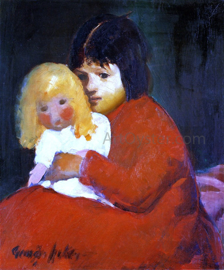  George Luks Girl with Doll - Canvas Print