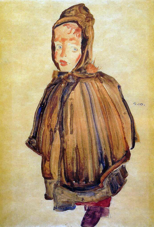  Egon Schiele Girl with Hood - Canvas Print