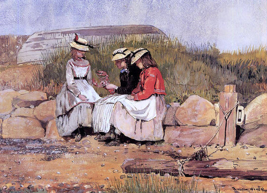  Winslow Homer Girls with Lobster (also known as A Fisherman's Daughter) - Canvas Print