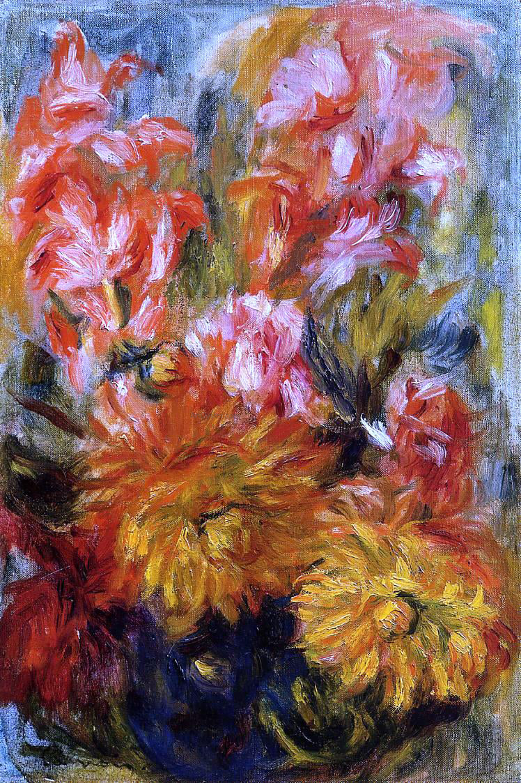  Pierre Auguste Renoir Gladiolas in a Blue Vase - Canvas Print