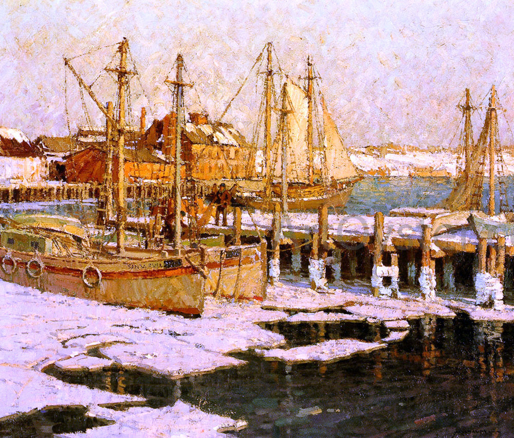  Frederick John Mulhaupt A Gloucester Harbor Scene - Canvas Print