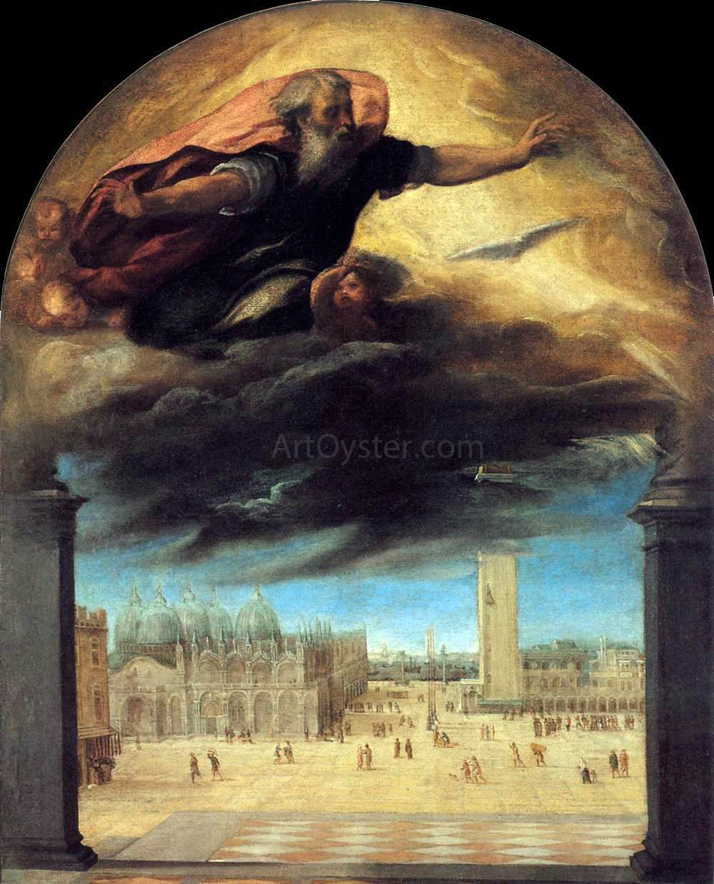  Bonifazio Veronese God the Father over the Piazza San Marco - Canvas Print