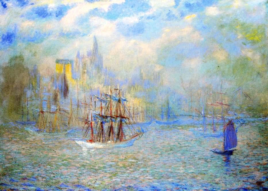  Theodore Earl Butler Goelettes in the Port of New York - Canvas Print