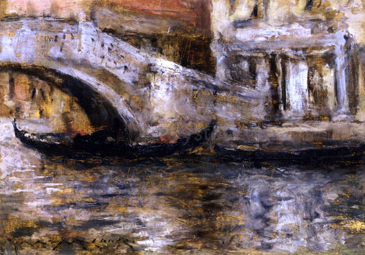  William Merritt Chase Gondolas Along Venetian Canal (also known as Gondola in Venice) - Canvas Print