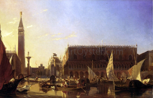  Eugene-Napoleon Flandin Gondolas on the Grand Canal in Front of the Doge's Palace, Venice - Canvas Print