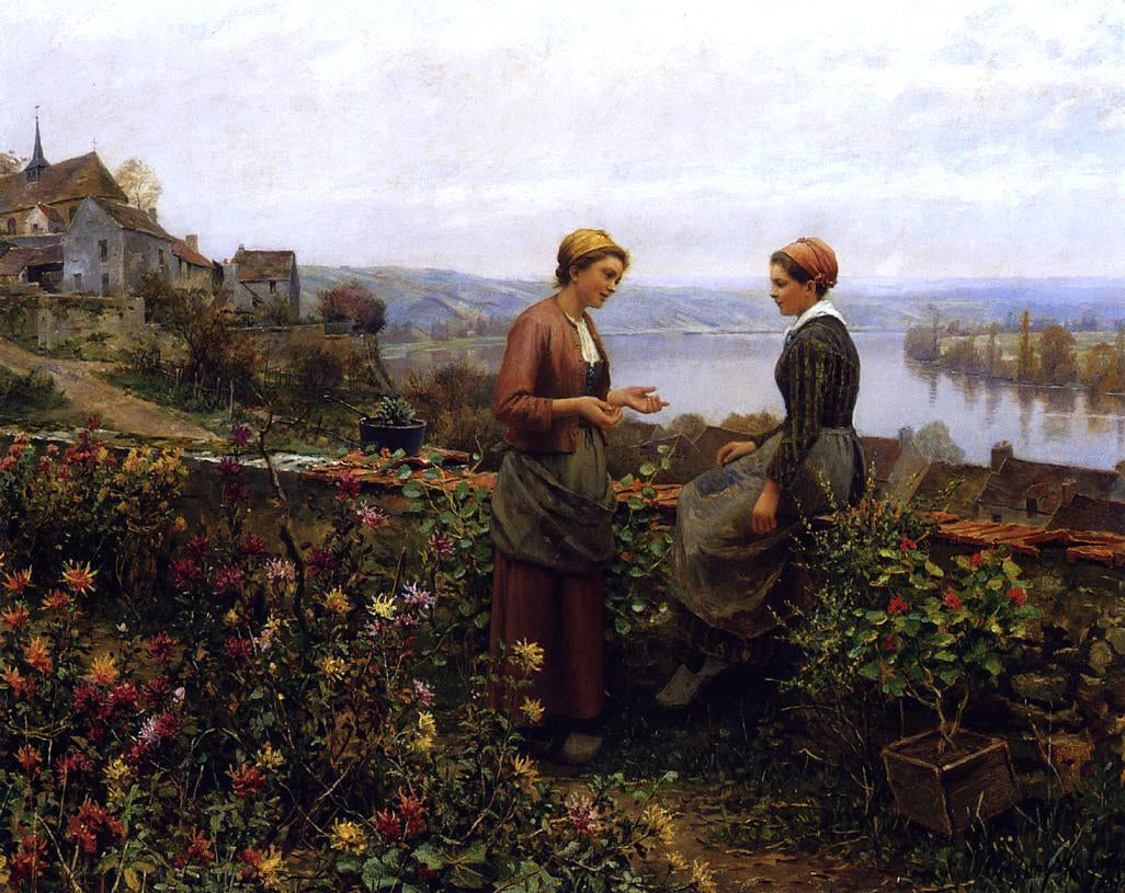  Daniel Ridgway Knight Gossiping - Canvas Print