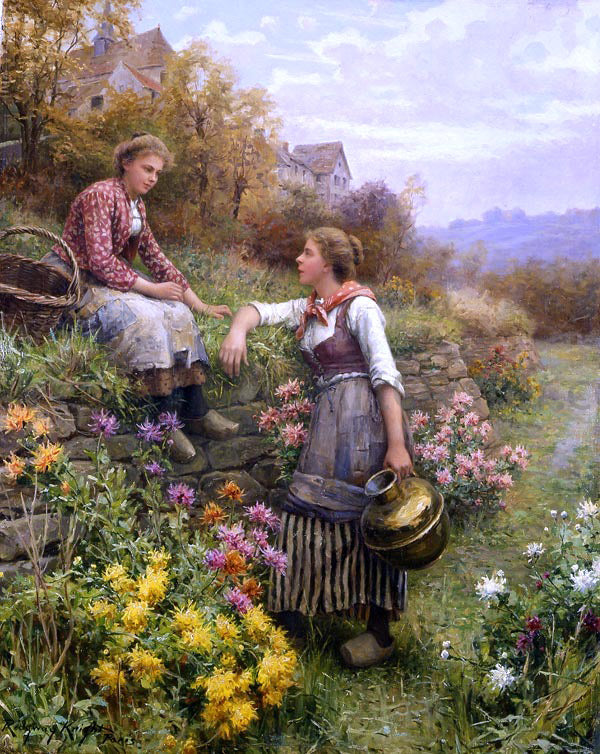  Daniel Ridgway Knight Gossips - Canvas Print