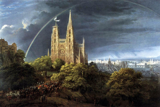  Karl Friedrich Schinkel Gothic Cathedral with Imperial Palace - Canvas Print