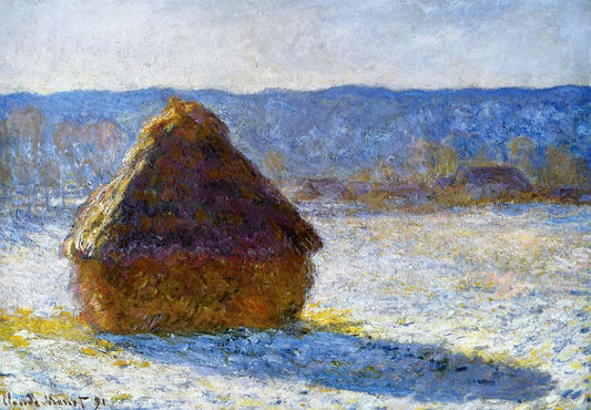  Claude Oscar Monet Grainstack in the Morning, Snow Effect - Canvas Print