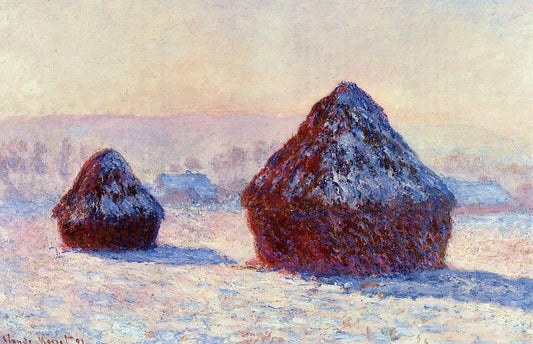  Claude Oscar Monet Grainstacks in the Morning, Snow Effect - Canvas Print