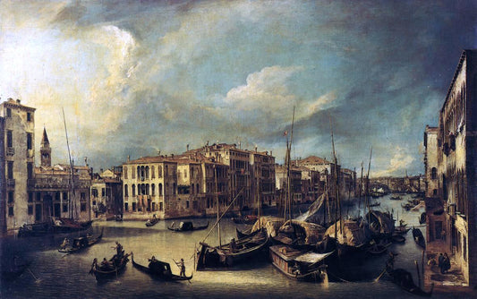  Canaletto At the Grand Canal: Looking Northeast from near the Palazzo Corner Spinelli to the Rialto Bridge - Canvas Print